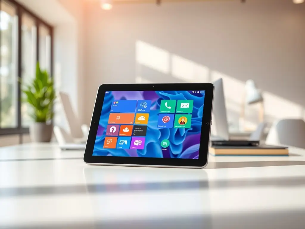 A clean and modern image showcasing various mobile apps on a tablet screen, highlighting their innovative features and user-friendly interfaces. The image represents the app category.